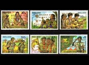 Belize: 1982, Pfadfinder (Goldaufdrucke zur Briefmarkenausstellung Belgica 82, Jahr des Kindes, Rowland Hill und Picasso, M€ 65,-)