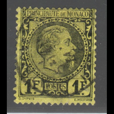 Monaco: 1885, Fürst Charles III. 1 Fr. (zentr. gest., M€ 300,-)