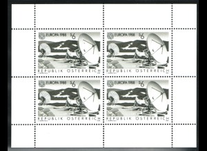 Österreich: 1988, Schwarzdruck-Viererblockkleinbogen Europa-Cept 