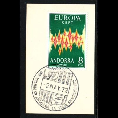 Spanisch-Andorra: 1972, Europa-Cept (Briefstück mit Esst)