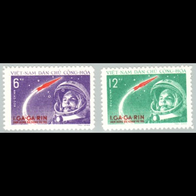 Nord-Vietnam: 1962, Weltraumflieger Gagarin (ohne Gummi verausgabt)