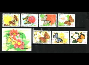 Kambodscha: 1991, Schmetterlinge (Satz und Blockausgabe)