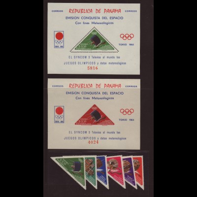 Panama: 1964, Eroberung des Weltraums (Dreiecksmarken und Blockpaar)