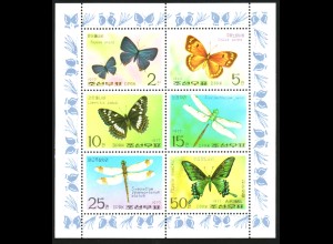 Nordkorea: 1977, Kleinbogen Schmetterlinge