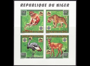 Niger: 1996, Kleinbogenpaar Tiere, auch Motiv Pfadfinder (gezähnter sowie nicht katalogisierter ungezähnter Luxus-Kleinbogen)