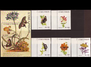 Sao Thomé und Principe: 1993, Schmetterlinge (Satz und Blockausgabe)