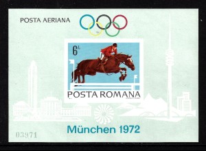 Rumänien: 1972, Blockausgabe Sommerolympiade München (Einzelstück ungezähnt, M€ 90,-)