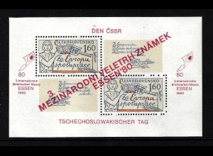 Tschechoslowakei: 1980, Blockausgabe Briefmarkenmesse Essen