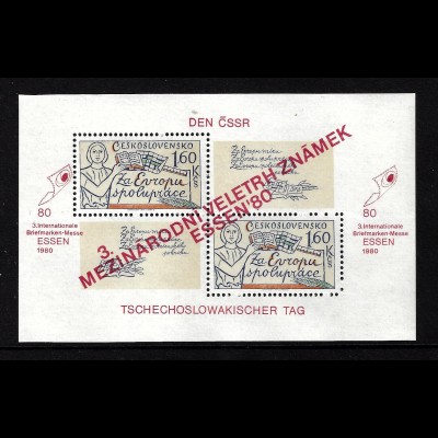 Tschechoslowakei: 1980, Blockausgabe Briefmarkenmesse Essen