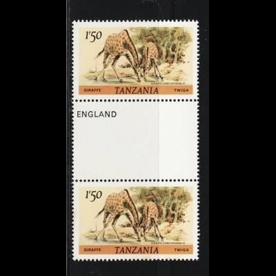 Tansania: 1985, Giraffen (senkr. Zwischenstegpaar)