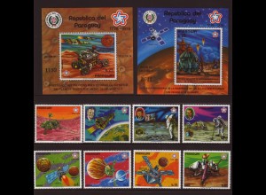 Paraguay: 1977, Weltraum sowie Blockpaar (Marsauto und Raumschiffhafen)