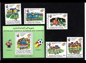 Komoren: 1981, Fußball-WM Spanien (Motiv: Fußballspieler, Satz und Blockausgabe)