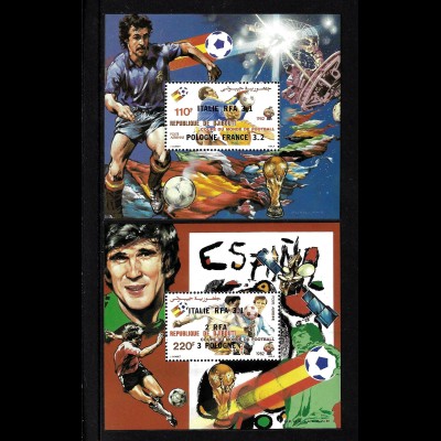 Dschibuti: 1982, Blockpaar Gewinner der Fußball-WM Spanien (Motiv: Spielszenen, gezähnt)