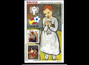 Bolivien: 1982, Blockausgabe Fußball-WM Spanien (Gemälde von Picasso)