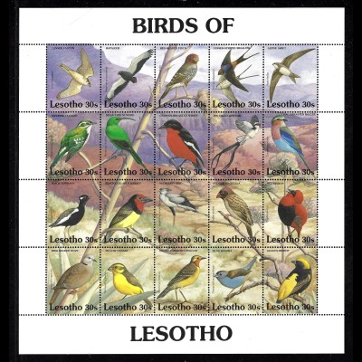 Lesotho: 1992, Kleinbogen Vögel