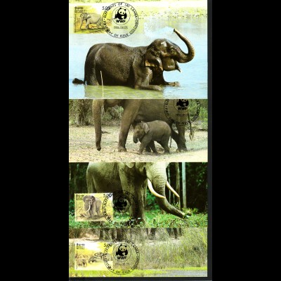 Sri Lanka: 1986, Maximumkarten Elefanten (WWF-Ausgabe)