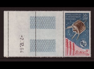 TAAF: 1965, UIT (Nachrichtensatellit Syncom, Randstück mit Druckdatum)