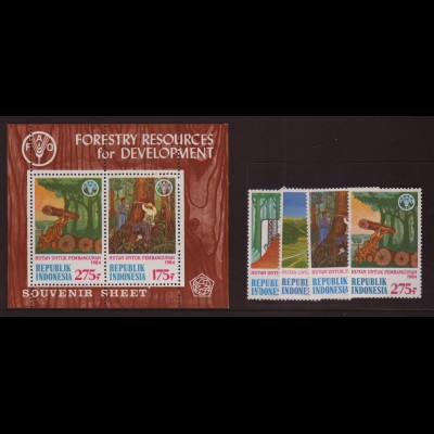 Indonesien: 1984, Forstwirtschaft (Satz und Blockausgabe) 