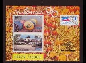 Indonesien: 1996, Blockausgabe Briefmarkenausstellung Bandung (ungez. Einzelstück)