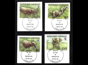 Gabun: 1988, Waldelefant (WWF-Ausgabe, Briefstücke mit Esst)