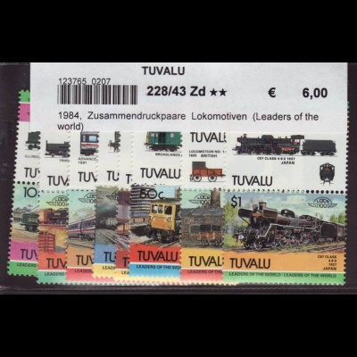 Tuvalu: 1984, Zusammendruckpaare Lokomotiven (Leaders of the world)