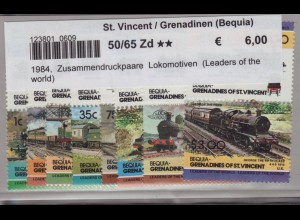 St. Vincent / Grenadinen (Bequia): 1984, Zusammendruckpaare Lokomotiven (Leaders of the world)