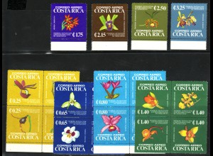 Costa Rica: 1975, Orchideen (dabei auch die vier Viererblöcke)