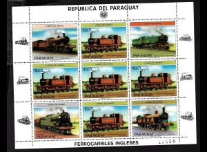 Paraguay: 1984, Kleinbogen Englische Lokomotiven (nur Höchstwert)