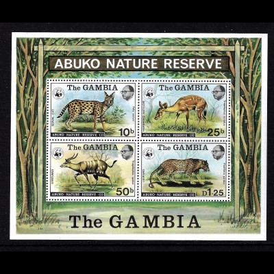 Gambia: 1976, Blockausgabe Tiere (frühe WWF-Ausgabe, M€ 130,-)