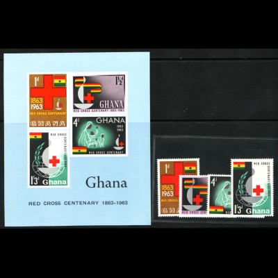 Ghana: 1963, Rotes Kreuz (Satz und Blockausgabe)
