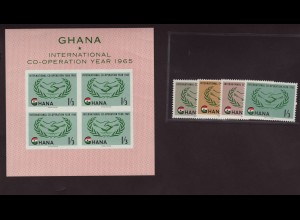 Ghana: 1965, Internationales Jahr der Zusammenarbeit (Satz und Blockausgabe)