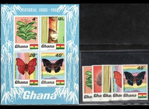 Ghana: 1968, Pflanzen und Tiere (Satz und Blockausgabe)