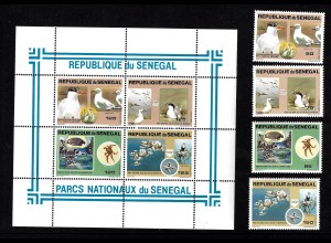 Senegal: 1981, Nationalparks (überwiegend Vögel, Satz und Blockausgabe)