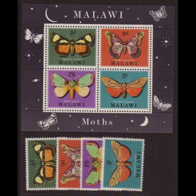 Malawi: 1970, Nachtfalter (Satz und Blockausgabe)