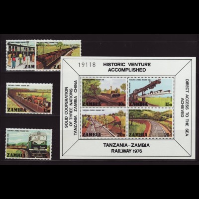 Sambia: 1976, Eisenbahn (Satz und Blockausgabe)
