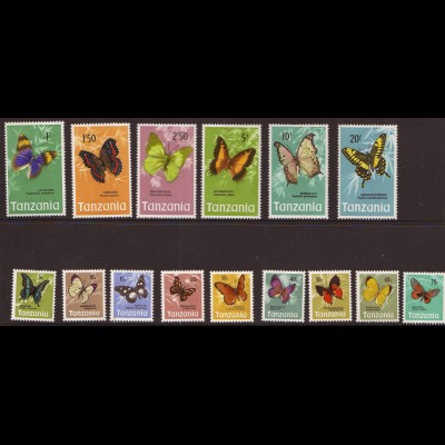 Tansania: 1973, Freimarken Schmetterlinge