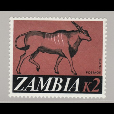 Sambia: 1968, Antilope 2 K. (Freimarken-Höchstwert)