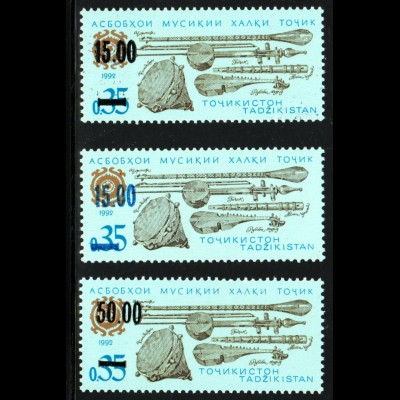 Tadschikistan: 1992, Freimarken-Überdruckausgabe (beide Aufdruckfarben)