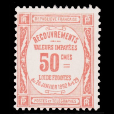 Frankreich: 1909, Portomarke 50 C. (Höchstwert)