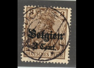 Landespost Belgien: 1916, Germania 3 Cent. in der seltenen Abstandstype II 