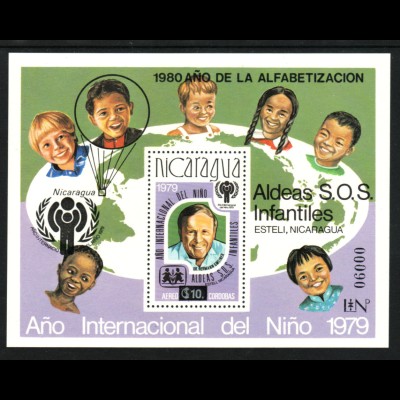 Nicaragua: 1980, Überdruck-Blockausgabe Alphabetisierungskampagne (Jahr des Kindes)
