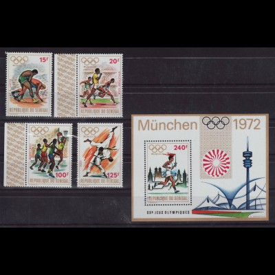 Senegal: 1972, Sommerolympiade München (Sportarten, Satz und Blockausgabe)