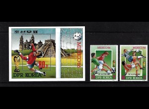 Nordkorea: 1985, Fußball-WM Mexiko (Spielszenen, Satz und Blockausgabe)