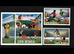 Nordkorea: 1985, Fußball-WM Mexiko (Spielszenen, Satz und Blockausgabe)