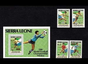 Sierra Leone: 1986, Überdruckausgabe Gewinner der Fußball-WM Italien (Spielszenen, Satz und Blockausgabe)