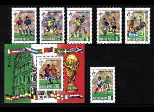 Ungarn: 1990, Fußball-WM Italien (Spielszenen, Satz und Blockausgabe)