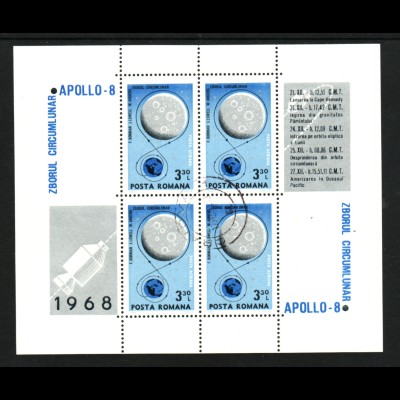 Rumänien: 1969, Blockausgabe Apollo 8
