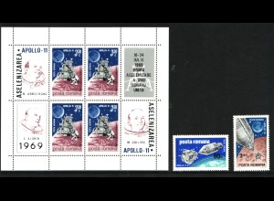 Rumänien: 1969, Apollo 9, 10 und 11 (Satz und Blockausgabe)
