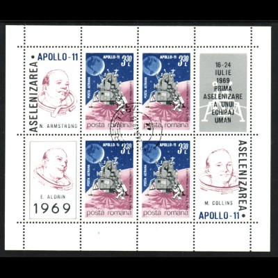 Rumänien: 1969, Blockausgabe Mondlandung von Apollo 11
