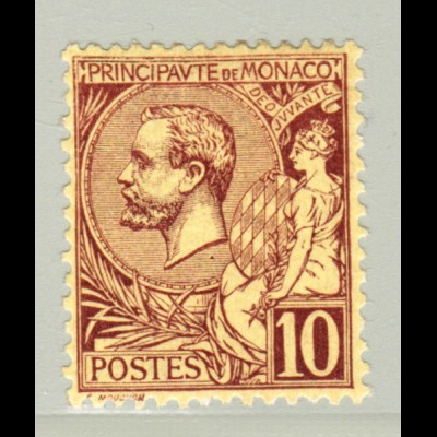 Monaco: 1891, Fürst Albert 10 C. (Erstfalz, M€ 100,-)